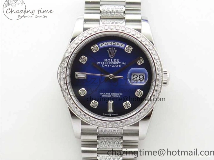 MiroTime 0521 Day-Date 36mm 128239 SS Crystal BP Best Edition Blue Crystal Marker Dial on SS President Bracelet A OdorResistant 2677